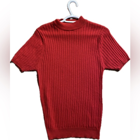 VINTAGE EAST WEST FASHIONS RED RIBBED SWEATER TSHIRT - Picture 1 of 4